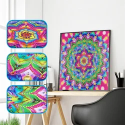 Special Shaped Diamond Pianting of Colorful Mandala Pattern Diamond Embroidery DIY Needlework Cross Stitch Drill Rhinestone Gift