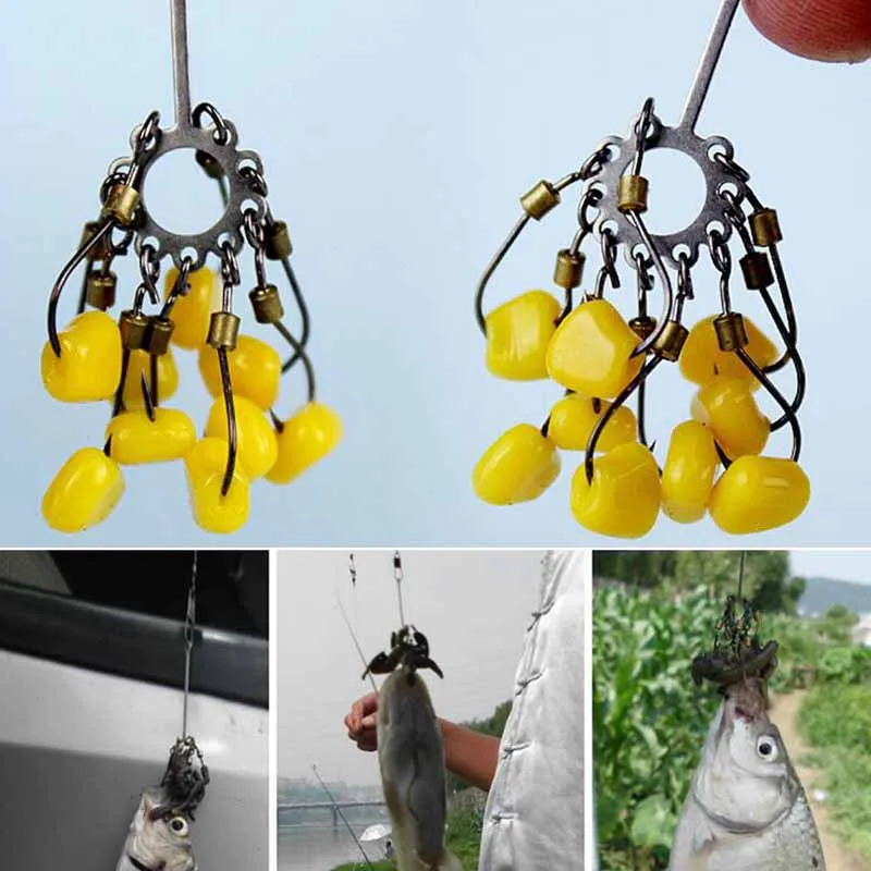 Anzuelos afilados de acero de alto carbono para pesca de carpa, conjunto de anzuelos multigancho, accesorios de pesca #6 #8