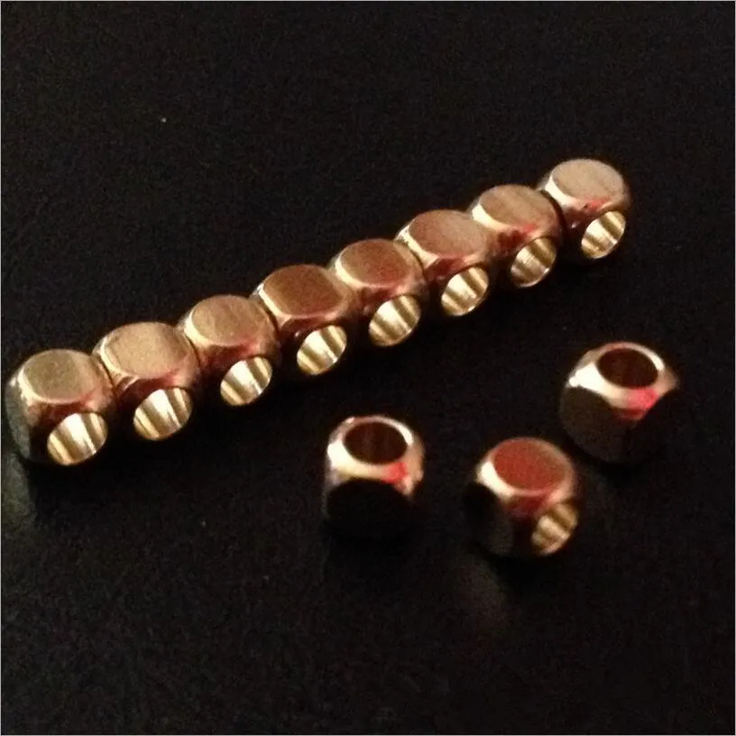 50pcs/lot 2//3/4/5/6mm Brass Square Metal Loose Spacer Beads Fit Bracelet Necklace DIY Jewelry Making Accessories Z367