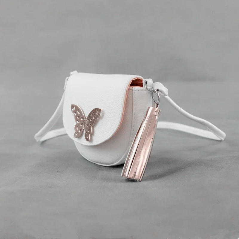 New Fashion Golden Butterfly White Mini Small Shoulder Messenger Bag Crossbody Bags for Girls Kids Accessories Travel Bag