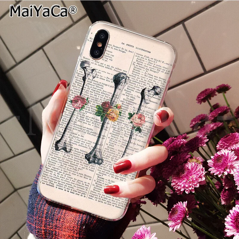 MaiYaCa Human anatomy organ newspaper High Quality TPU Soft Phone Case for iPhone 5 5Sx 6 7 7plus 8 8Plus X XS MAX XR cover