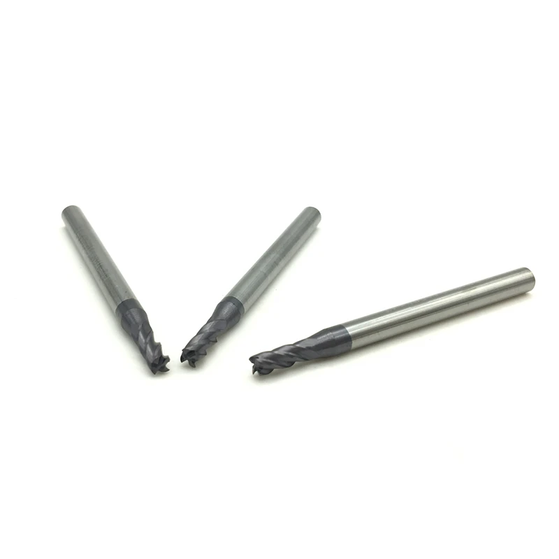 1 มม. 1.5 มม. 2 มม. 2.5 มม. 3 มม. 4 มม. 5 มม. 6 มม. 2F 3F 4F HRC50 ตัดทังสเตนคาร์ไบด์ Flat End Mills NC Router Bits endmill