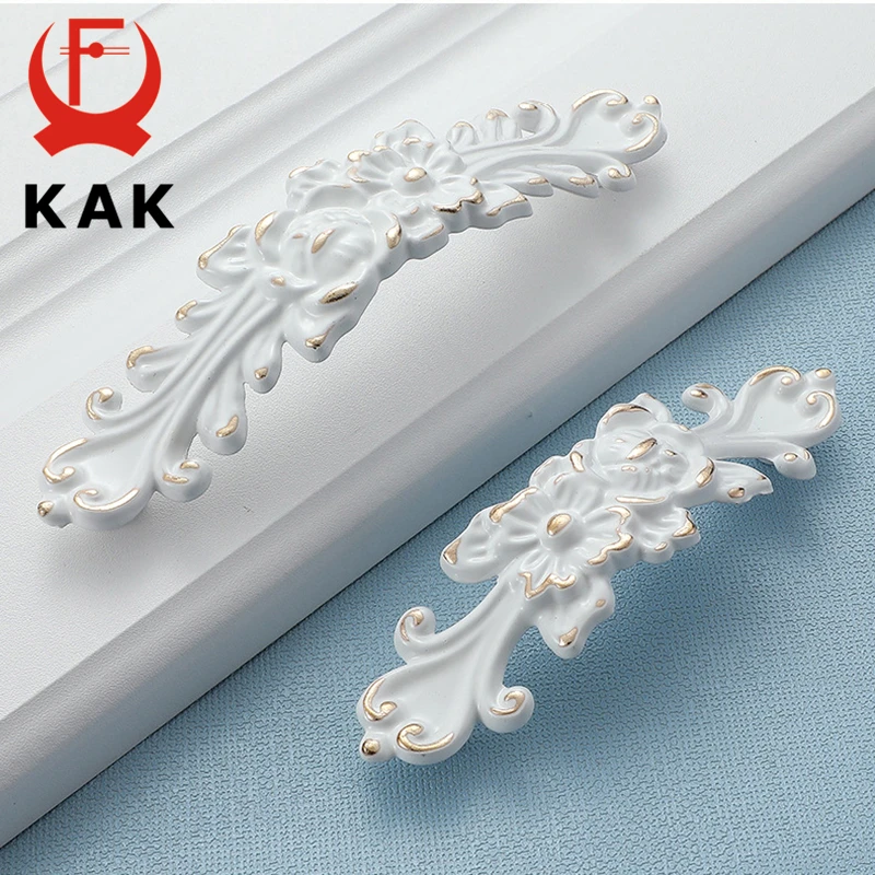 KAK Ivory White Kitchen Cabinet Handles European Style Cupboard Door Pulls Drawer Knobs Fashion Solid Furniture Handle Hardware