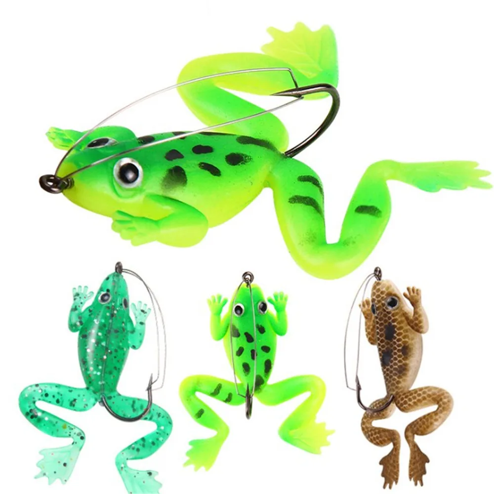 1pcs Frog Fishing Lure 6cm 5.2g Silicone Soft Bait 3 Colors Artificial Frog Fishing Bait with Hook Pesca Fishing Tackle