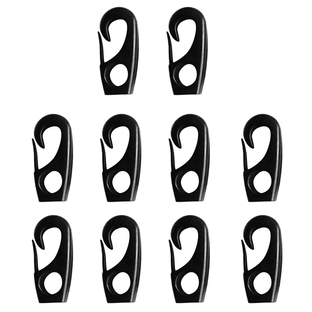 10 Pieces Black Plastic Bungee Hooks for 7mm Shock Cord Tie Down Strap Boat Canoe Kayak Accessories