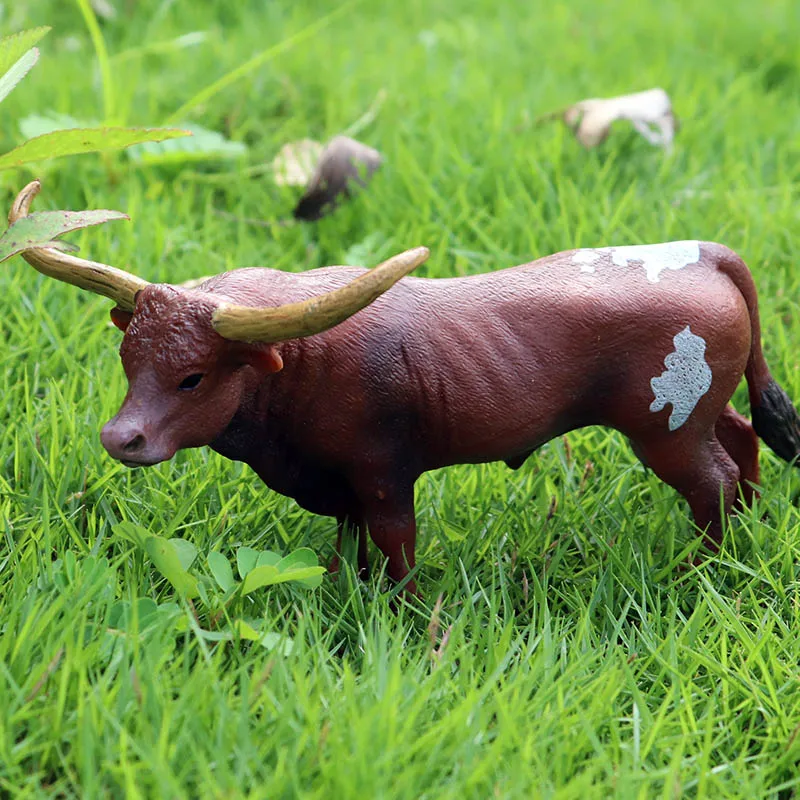 Oenux Original Farm Animals Model Simulation Cattle Cow Calf Bull OX PVC Animal Action Figure Collection Educational Toy For Kid