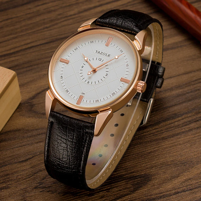 YAZOLE – montre de luxe pour hommes, étanche, bracelet en cuir, horloge