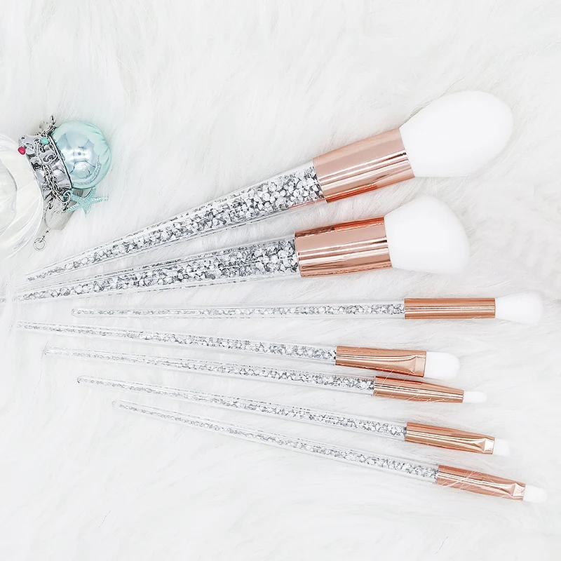 7PC Sliver Diamond Unicorn Crystal Makeup Brushes Set Foundation Blending Powder Eye Face Brush Makeup Tool Kit pincel maquiagem