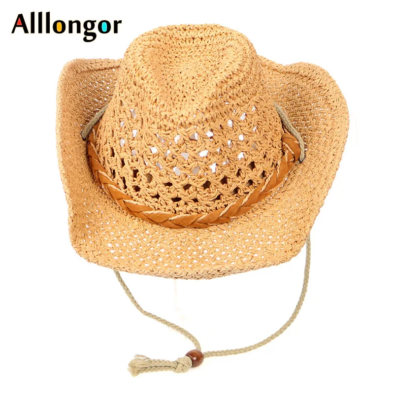 

Summer 2024 Western Kids Cowboy Hat Men Women Straw Hat Outdoors Wide Brim Cap Sun Protection Unisex Beach Hats Sunhat