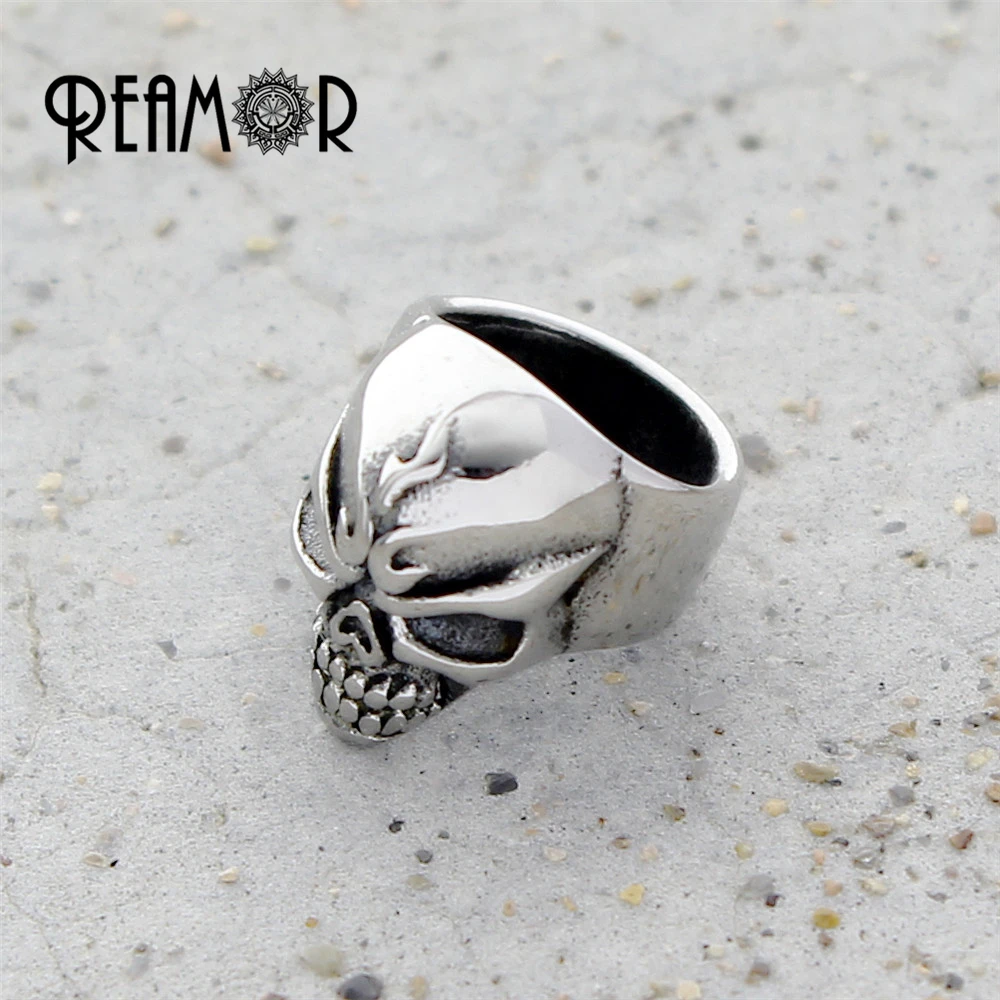 REAMOR 5pcs 316L Stainless Steel Beads Punk Skull Paracord Spacer Charm Beads For DIY Men Leather Bracelet Jewelry Findings