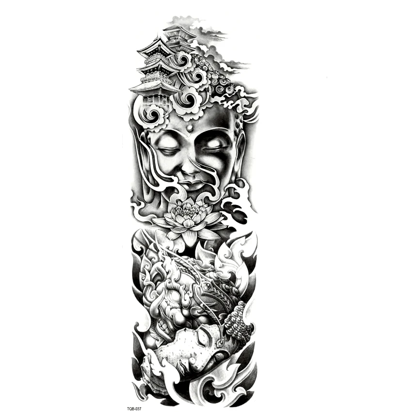 

Buddha in the worl Temporary Tattoo Stickers immortal Waterproof Tattoo Full Arm Tatoo Men Fake Tattoo Tatouage Temporaire