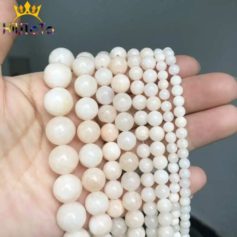 Natural Stone Light Yellow Angelite Beads Round Loose Stone Beads For Jewelry Making DIY Bracelets Accessories 15\