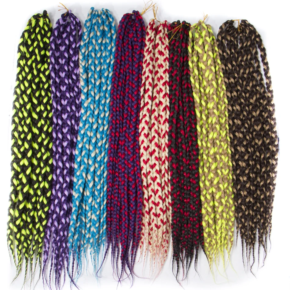 

Qp hairCrochet Braids Medium Box Braid Hair Extensions Ombre Synthetic Braiding Hair Crotchet Hair Bulk