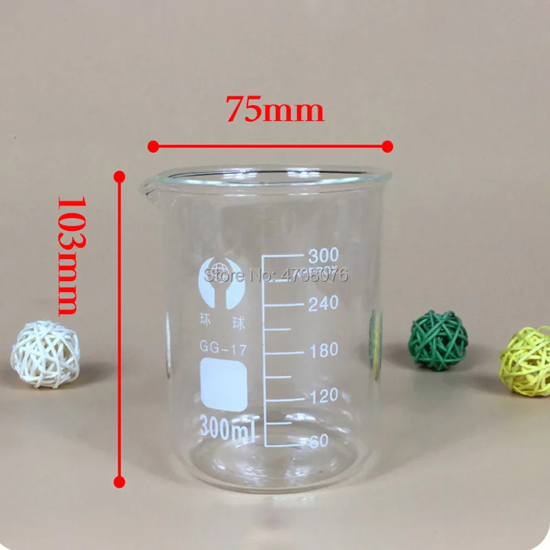 300ml 12pcs/set Pyrex Beaker borosilicate glass Lab glassware chemical measuring cup flat bottom for scientific test