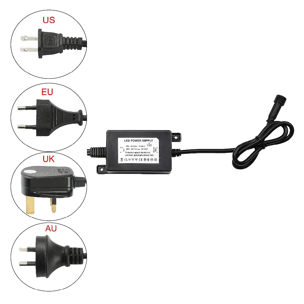 Outdoor 5W switching DC Adapter LED Lighting Driver Transformer Power Supply for Lights DC12V Waterproof IP67 US/EU/AU/UK Y1205B