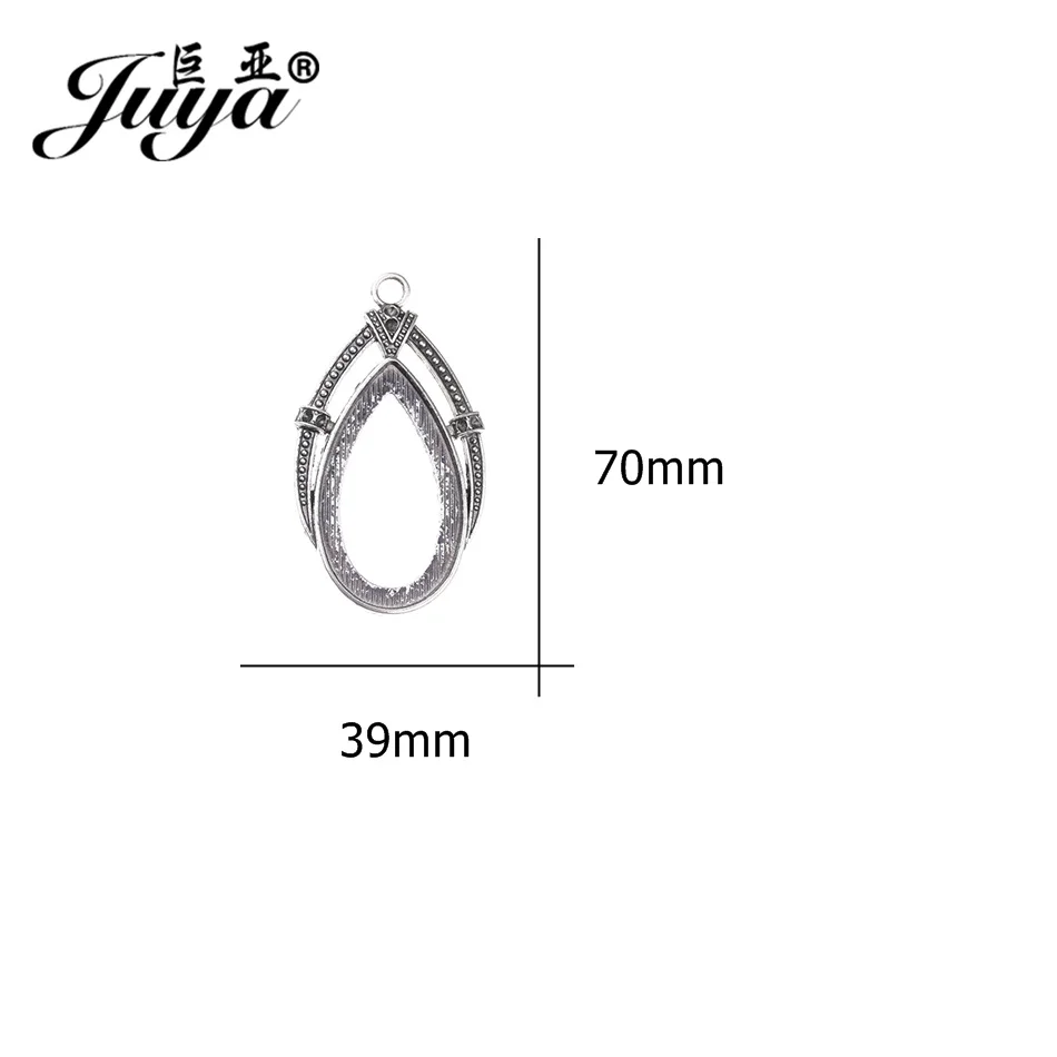 Овальный кабошон JUYA 5 шт./лот 49x28 мм, пустые лотки, 45 см, черная веревка из натуральной кожи, застежки-карабины, цепочки, подвеска «сделай сам», изготовление ювелирных изделий