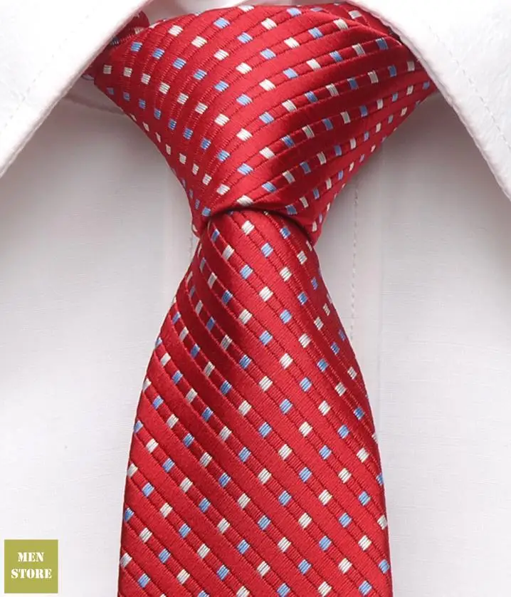 

Red Stripe White Dots Men Jacquard Woven Skinny Slim Narrow 2.5" Necktie 6.5 cm Neckwear Wedding Party Groom Tie LT260