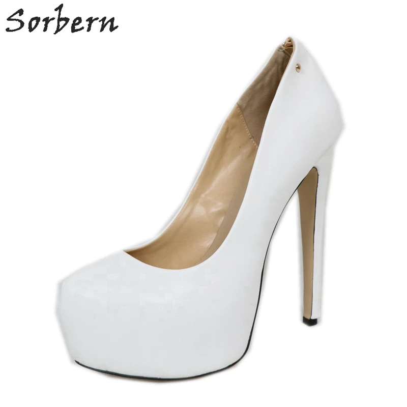 

Sorbern White Platform High Heel Pumps Women Shoes Back Zipper Stilettos Runway Shoe Ladies Pumps Custom Multicolored Heels