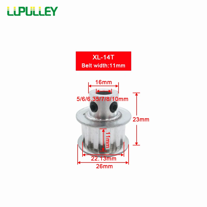 LUPULLEY 14T XL Timing Pulley 5/6/6.35/7/8/10/12mm Bore 5.08mm Pitch 11mm Belt Width Aluminum Alloy Synchronous Timing Pulleys