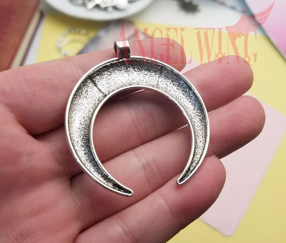 5pcs/lot--50x46mm, moon chams, Antique silver plated  Ox Horn Shape charms,DIY supplies ,Jewelry accessories