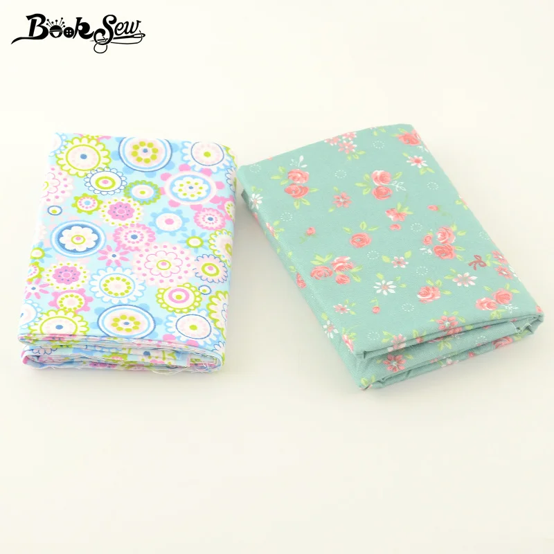 Booksew Cotton Twill Fabric Flower Pattern Tecido Tissue 2pcs 50cmX100cm Sewing Cloth Quilting For Baby Patchwork Bedding Craft