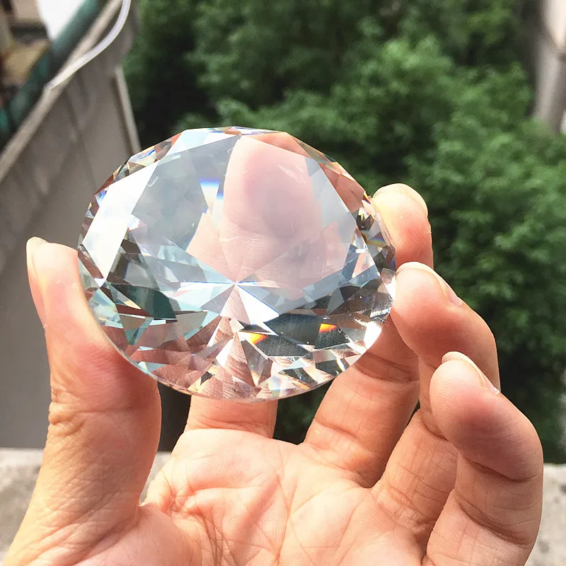 Hot Sale High Quality 60mm/2.36inch Clear Crystal Diamond Cut Shape Paperweights Glass Gem Home Display