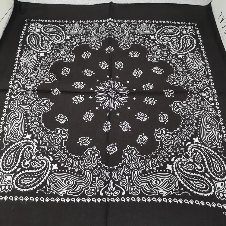 68*68cm 100% pamuk siyah kırmızı Hip-Hop şal Bandana eşarp Punk kafatası Bandana kafa bandı şal eşarp erkekler/kadınlar için