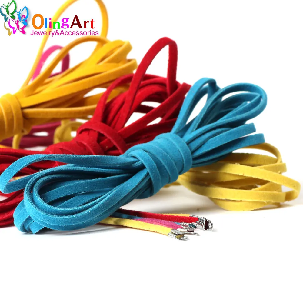 OlingArt 3MM Flat square Simulation Paper fleece Cord multiple colors line DIY necklace Bracelet earrings jewelry making