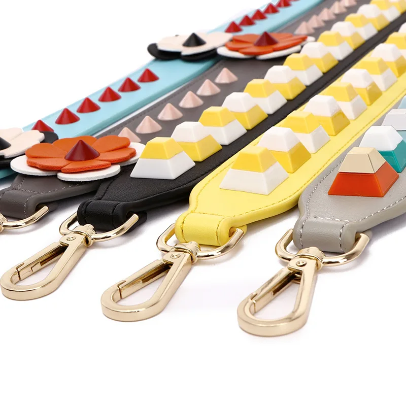 

58cm Fashion Rivet Summer Women Bag Strap PU Shoulder Straps For Handbags Casual Replacement Straps