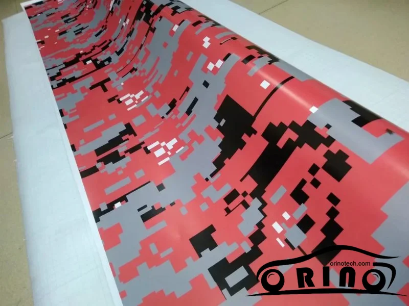 ORINO Red Digital Film Vinyl Car Wrap For Full Car Body Decorative Adhesive Sticker Wrapping Film With Bubble Free