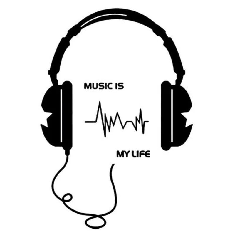 Character Funny  DIY Headset Switch Sticker Decal Music Is My Life Wall Stickers 3WS0023