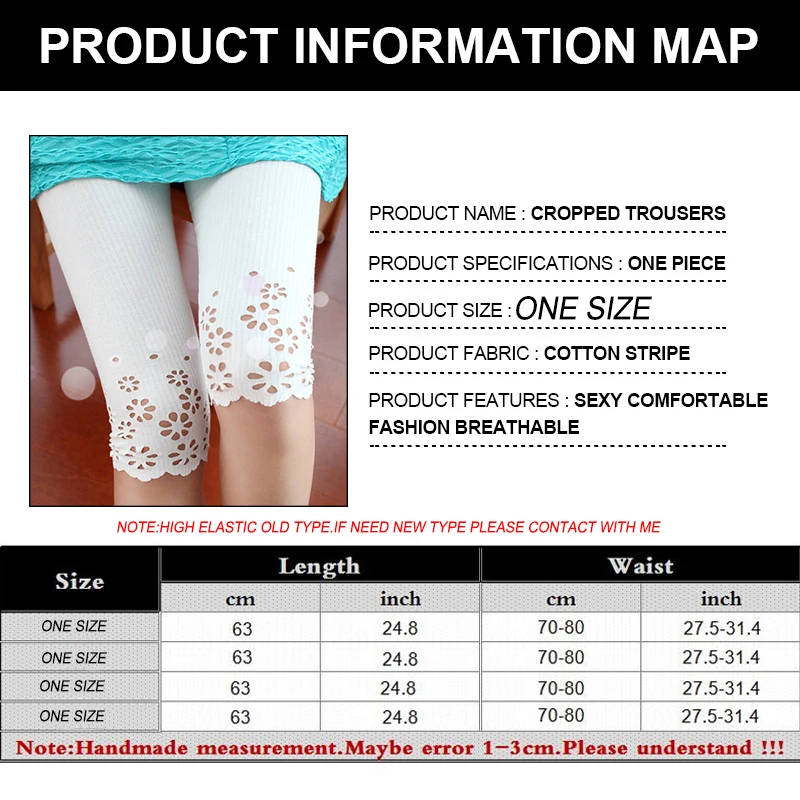 Summer Women Elastic Short Leggings Cotton Knitted Hollow Out Flower Pants Female Cute Short Leggings Solid Pants Safty