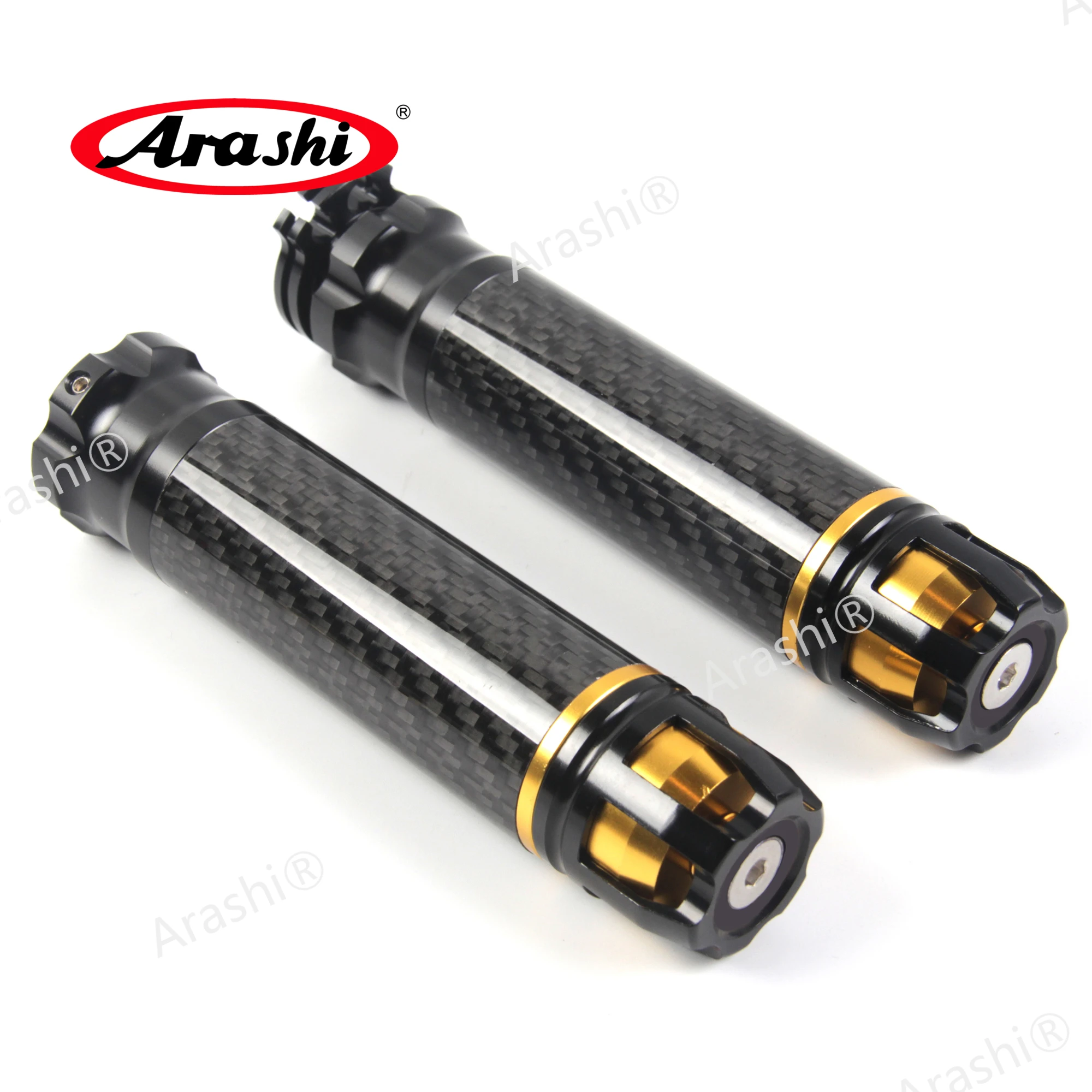 Arashi 22mm Handlebar Grips Carbon Fiber Handle Grip Universal Accessories For KAWASAKI Z800 Z900 Z1000 ZX6R ZX10R ZX14R Z750