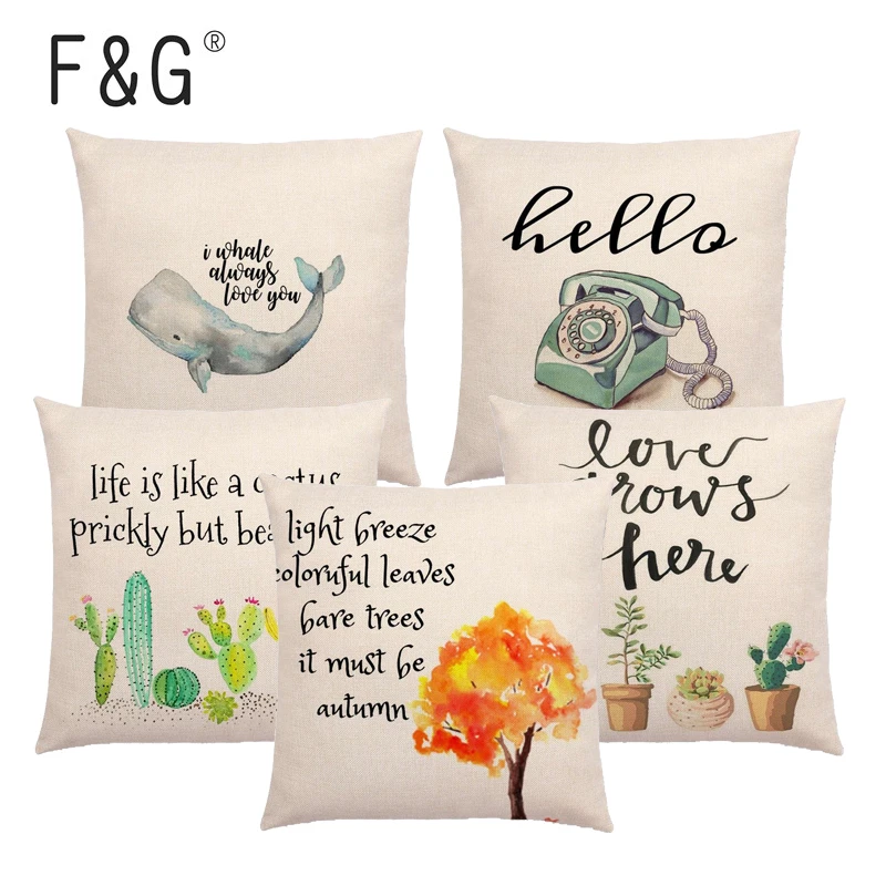 Flower Words Cushion Cover Brave Confident Love Hope Warm Words Printed Sofa Car Home Decoration Throw Pillowcase