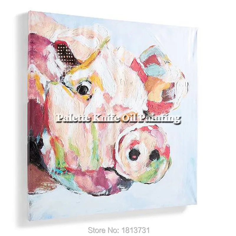 

Modern abstract hand-painted oil painting the sitting room adornment animal pig