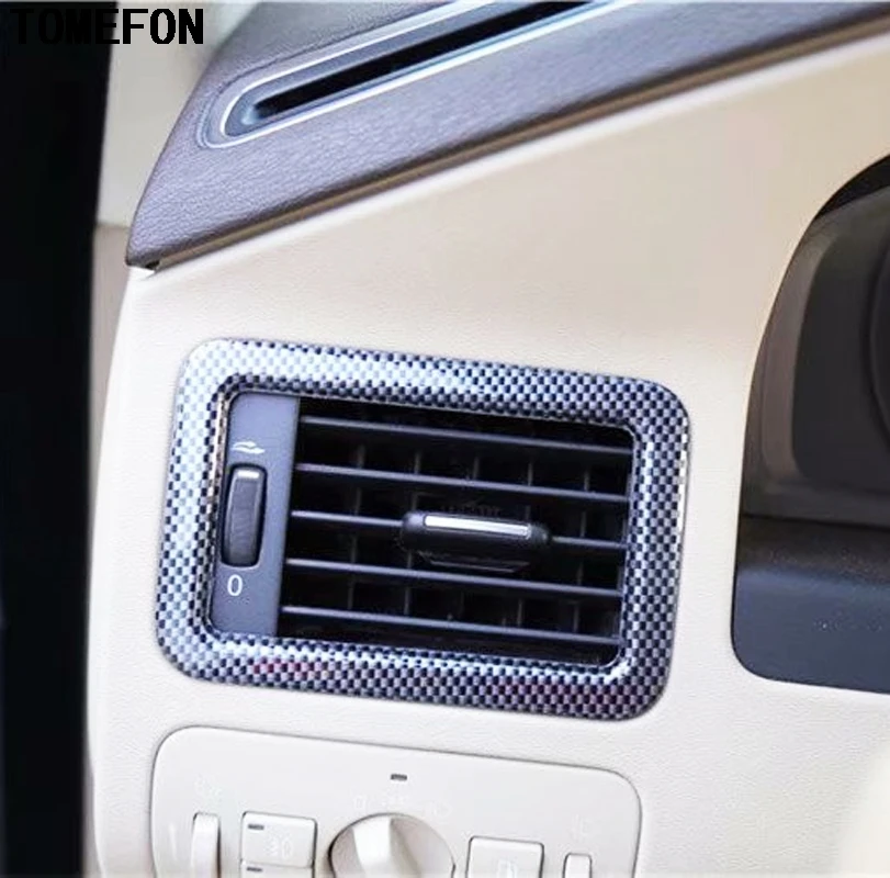 TOMEFON For Volvo S80 2009 to 2011 ABS Special Carbon Fiber Paint Interior Front Side AC Air Vent Cover Panel Styling Trim 2pcs