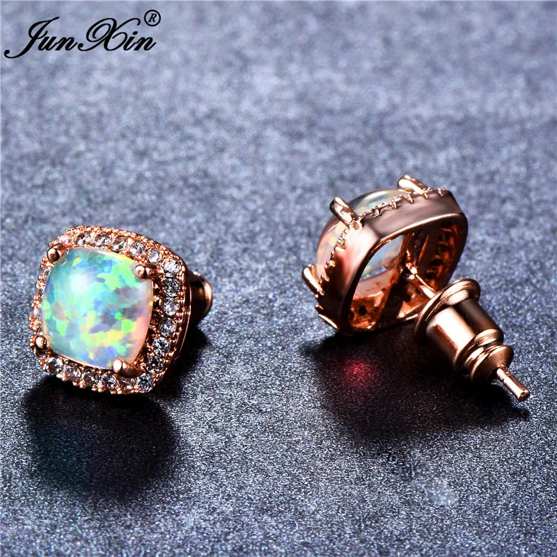 أقراط مرصعة بالزركون مزدوجة بوهيمية للنساء ، مجوهرات الزفاف ، خمر ، عقيق النار ، لون ذهبي وردي ، سيدات ، أبيض