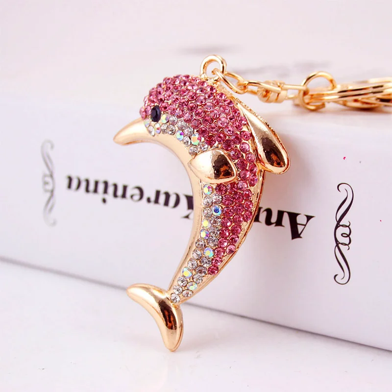 2024 Lovely Crystal Dolphin Keychain For women Purse Handbag Car Key Keyring Keychain Wedding Birthday Gift Party Jewelry