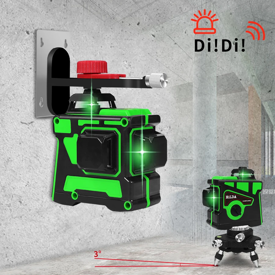 Imagem -03 - Linhas de Nível de Laser Verde 3d Linhas Cruzadas Horizontais e Verticais Dentro e Fora 12
