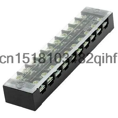 

600V 25A 10 Position Screw Terminal Covered Barrier Strip