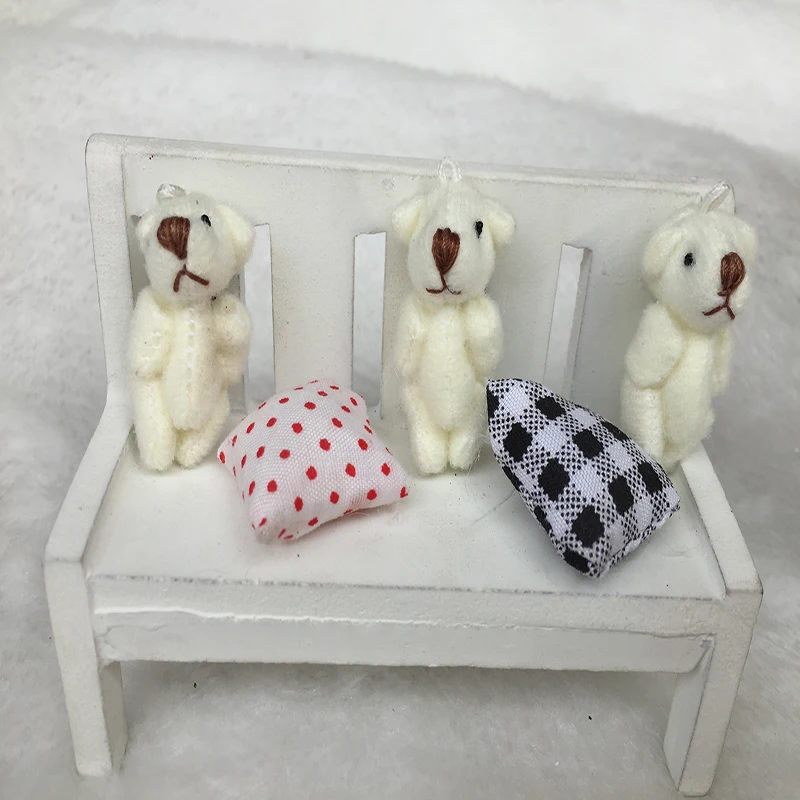 100PCS/LOTMini Teddy Bear Stuffed Plush Toys Small Bear Stuffed Toys 3.5cm White Doll with Bow Plush Pendant Kids birthday Gifts