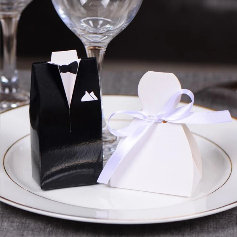 100set/lot 5 designs  wedding tuxedo white dress bride & groom wedding favors candy boxes wedding figt boxes