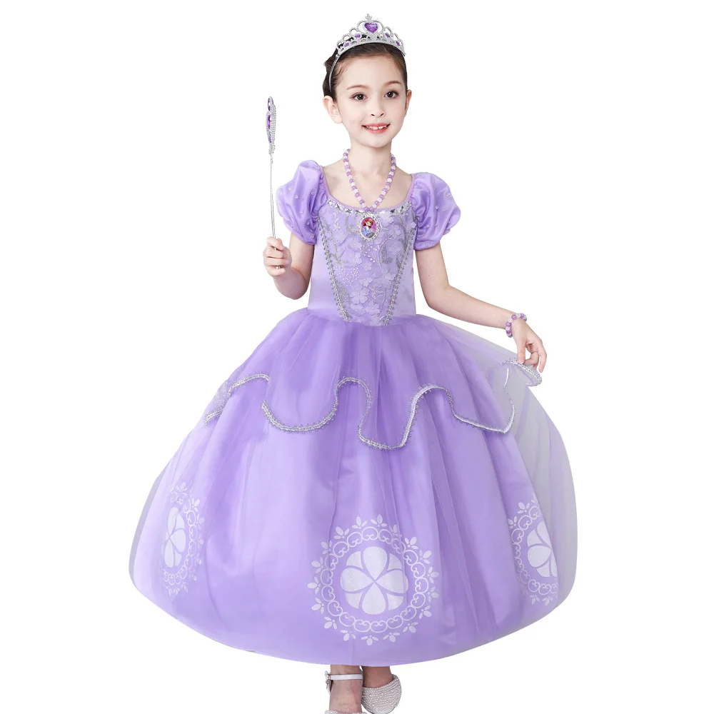 

Kids Girls vestido princesa sofia dresses Children Clothes For Girl dress Puff Sleeve Vestido infant Party wear Long dress