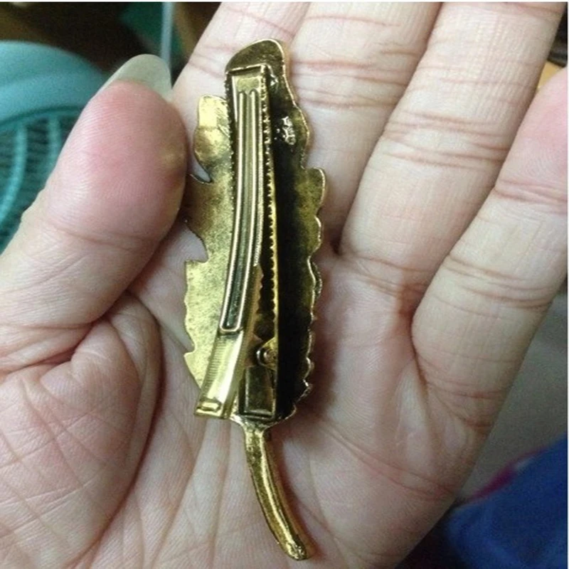 Women Hair Accseeories Cute sweet hairpin classic Leaf alloy spring bobby pin duck bill clip