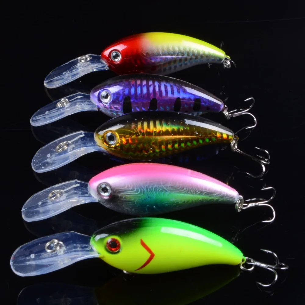 

5pcs 10cm 14g Artificial Bait Crankbait Fishing Lure Minnow Wobblers Tackle pesca Swim Crank Bait Bass Fishing Lure With 3D Eyes