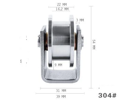 304 stainles steel gate roller /gate slide/gate wheel/gate pulley with H shape groove 2 inch model total height 54mm