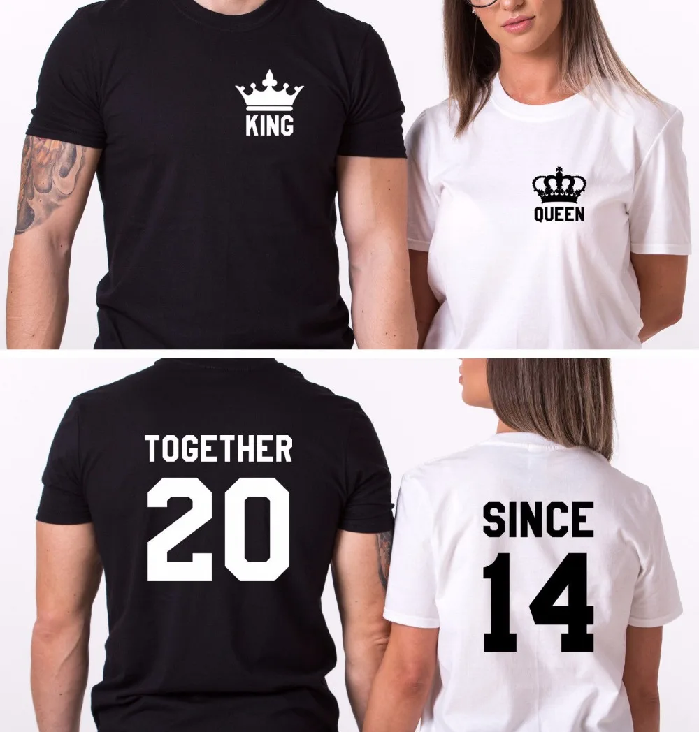 2019 Brand Clothing Two Pieces For Sale King And Queen Shirt Together Since Couple T-Shirt Love Matching Family Tee shirt