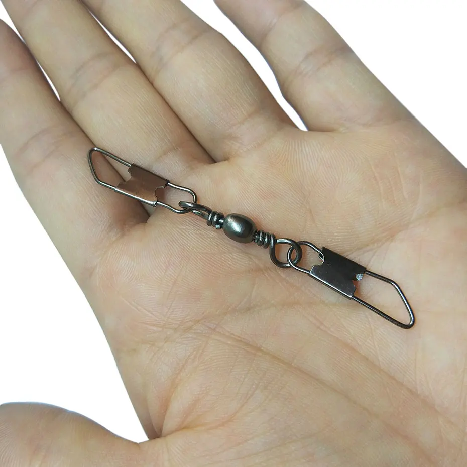 

200/500/1000PCS Fishing Barrel Swivel With Double Snaps Freshwater Trout Bass Fly Stainless Steel Fishing Line Accessories