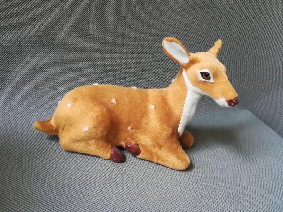 

simulation female deer hard model about 18x13cm polyethylene&furs brown sika deer ,home decoration gift s1090