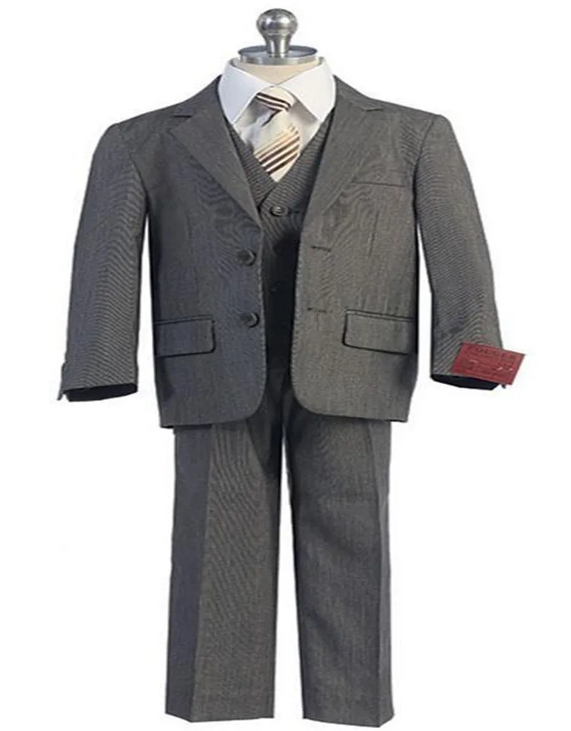 

new boy boy suit lapel single row two button gray wedding flower children's wear three-piece suit (jacket + pants +VEST)